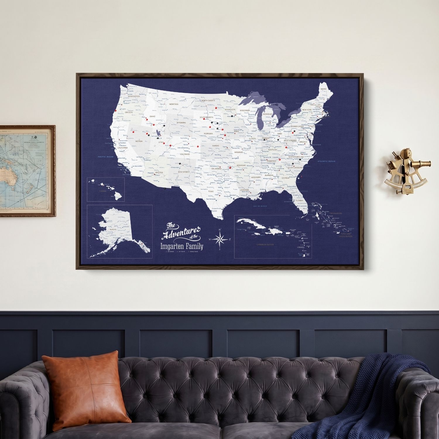 Canvas - Navy Explorers USA and Caribbean Travel Map