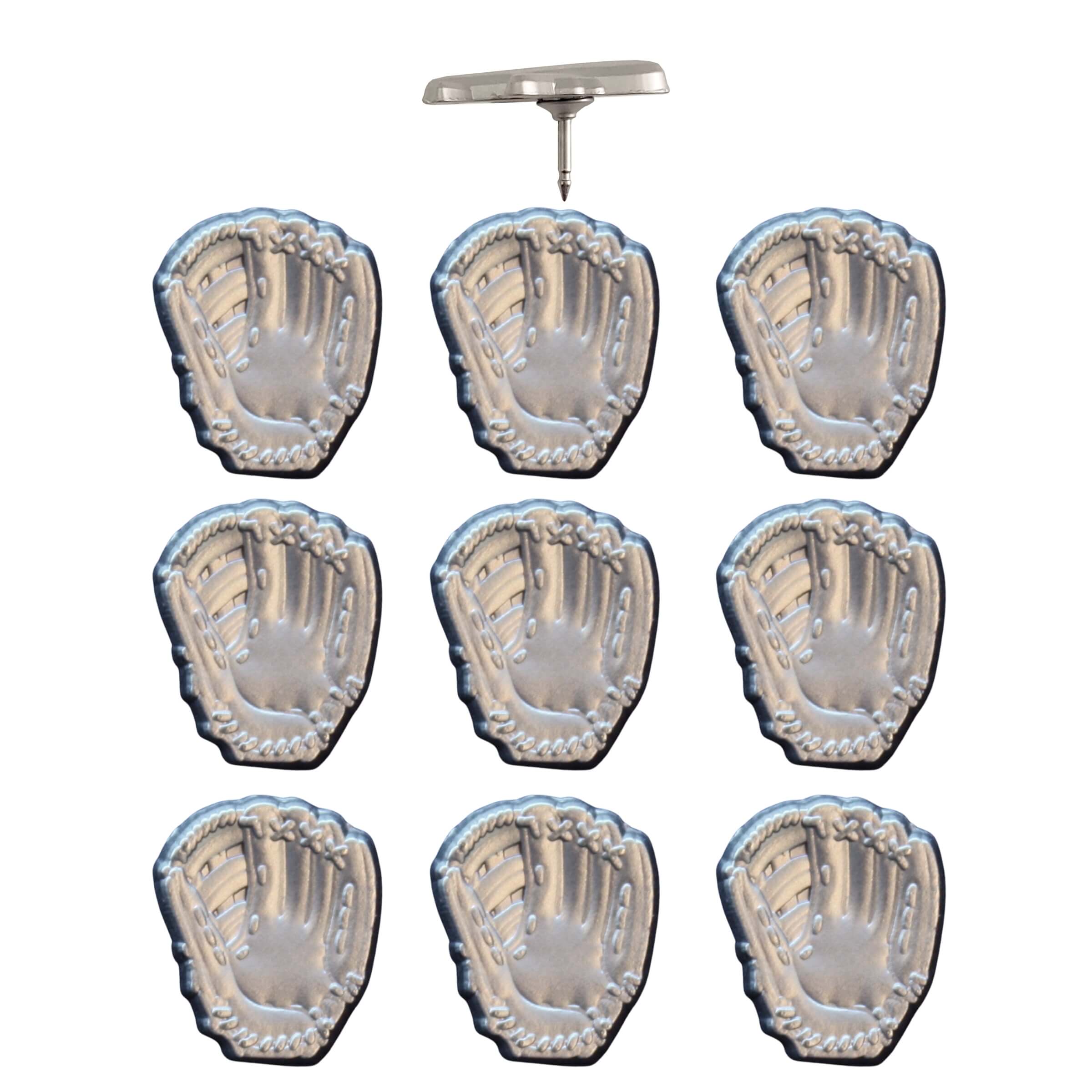 Baseball Glove Pins Silver Pack of 10