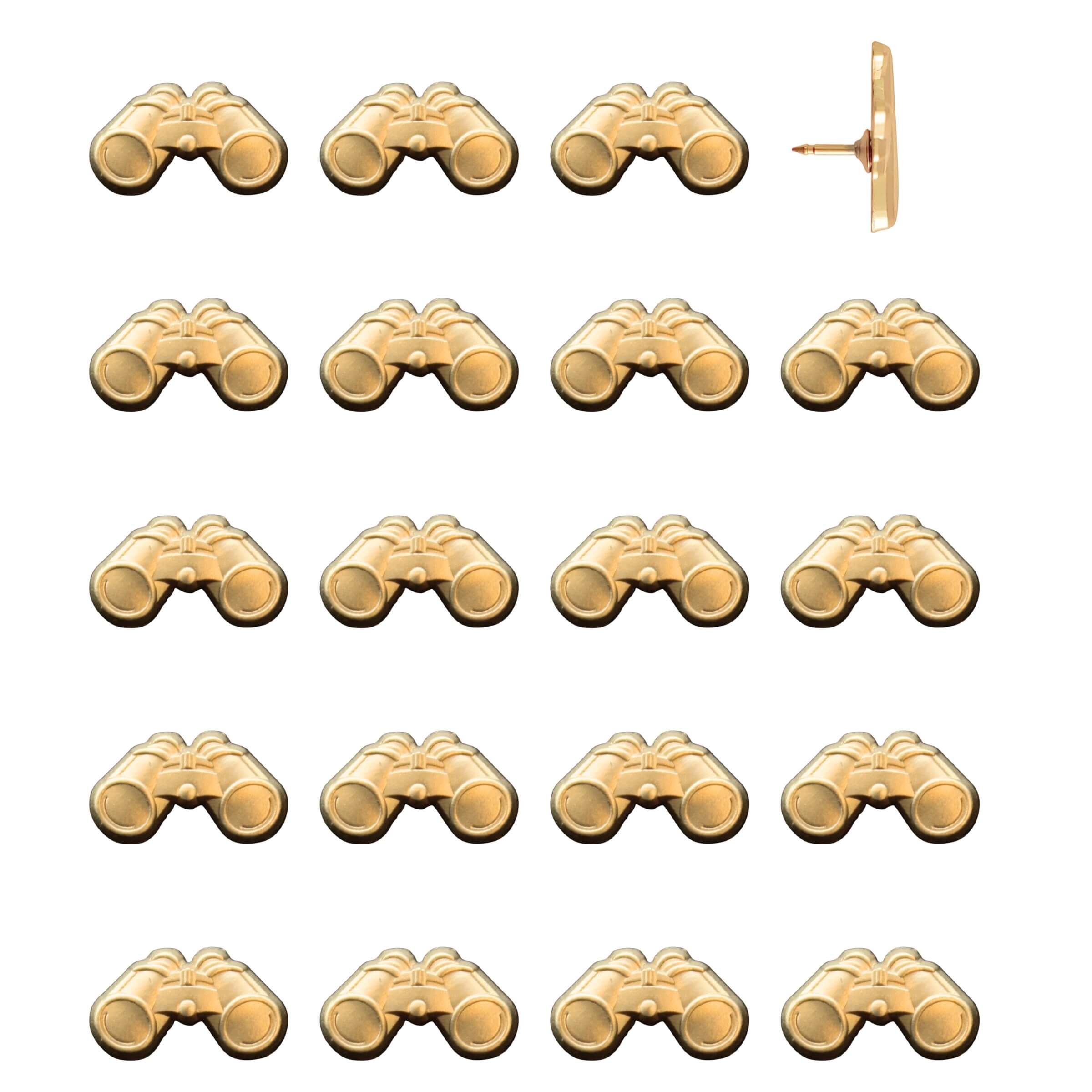 Binoculars Push Pins Gold Pack of 20