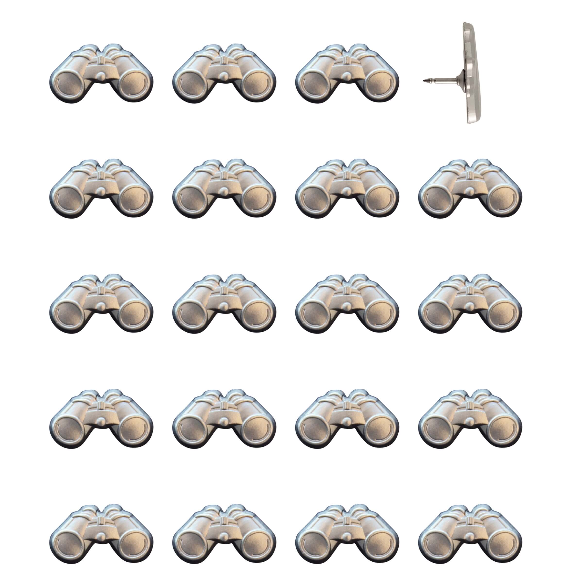 Binoculars Push Pins Silver Pack of 20