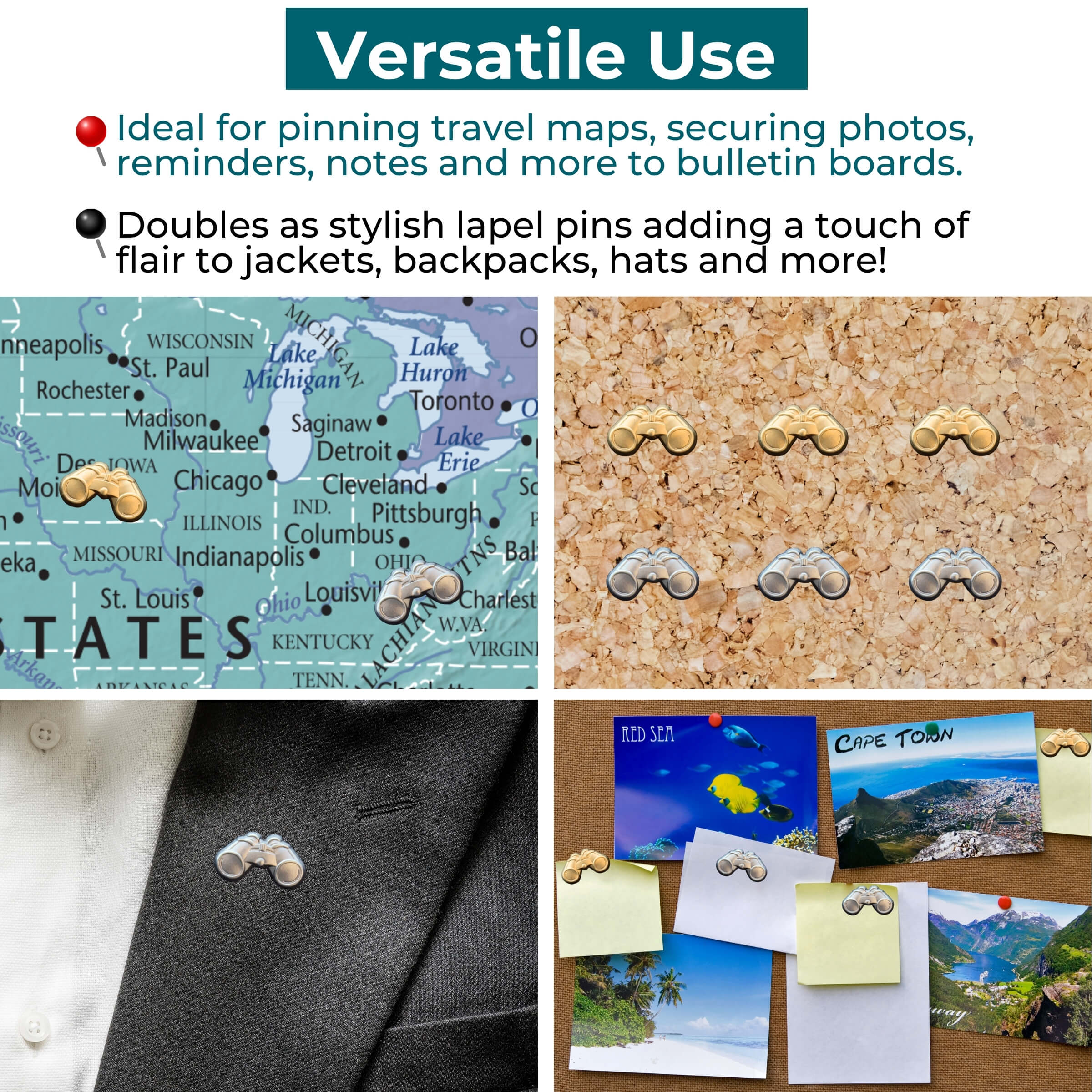 Binoculars Push Pins Uses
