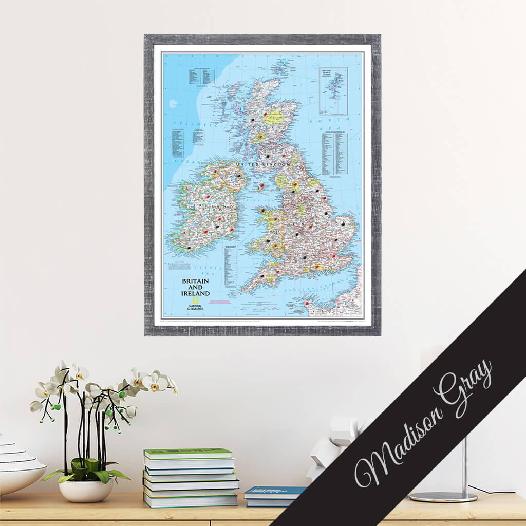 Canvas Classic Britain and Ireland- Madison Gray Premium Frame