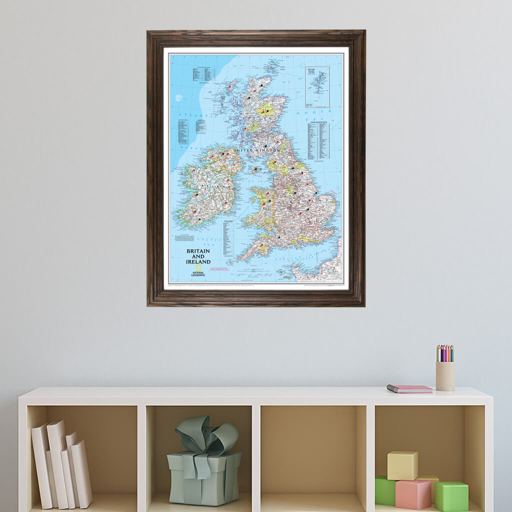 Canvas Classic Britain and Ireland - Solid Wood Brown Frame