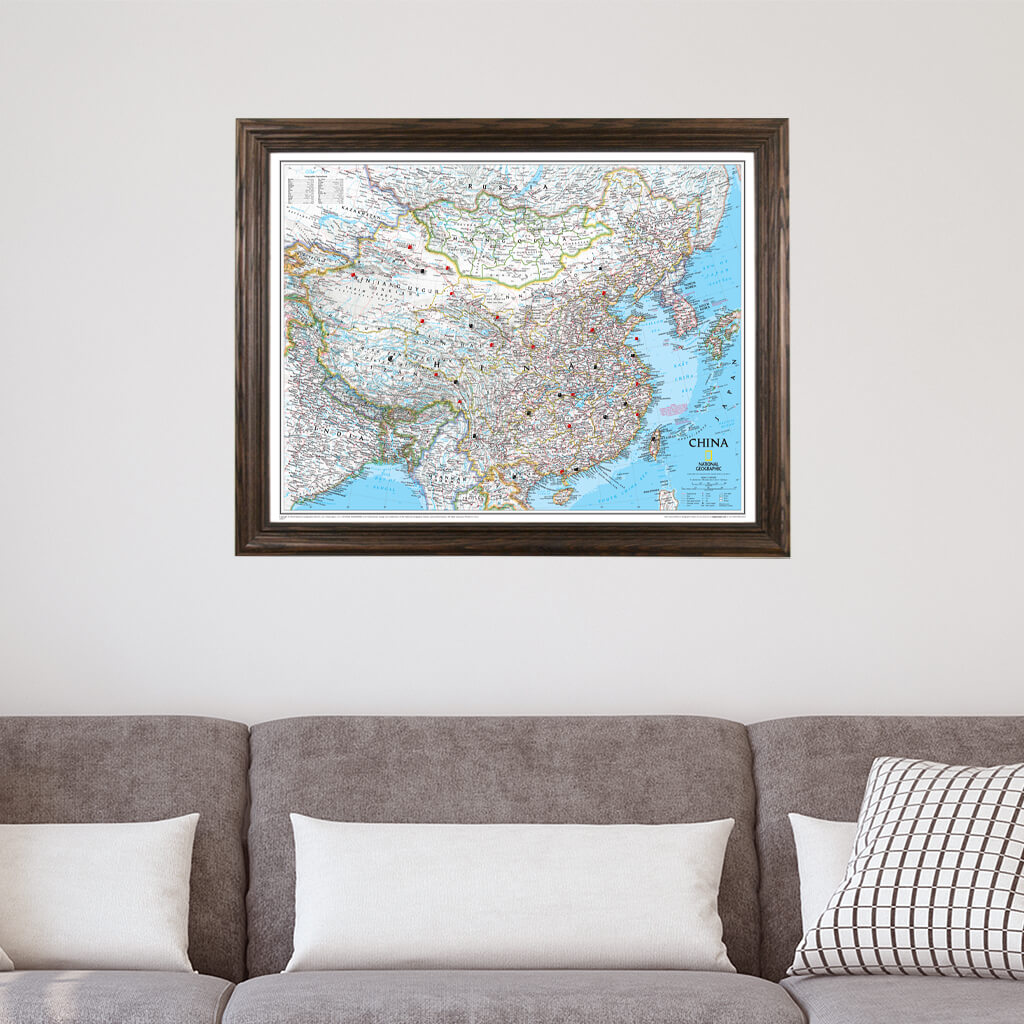 Canvas Classic China - Solid Wood Brown Frame