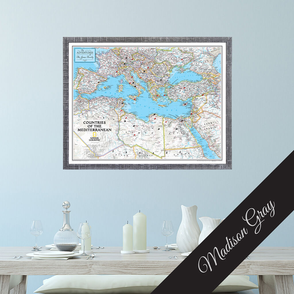 Canvas Classic Countries of the Mediterranean - Madison Gray Premium Frame