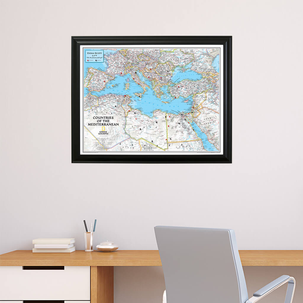 Canvas Classic Countries of the Mediterranean - Black Frame