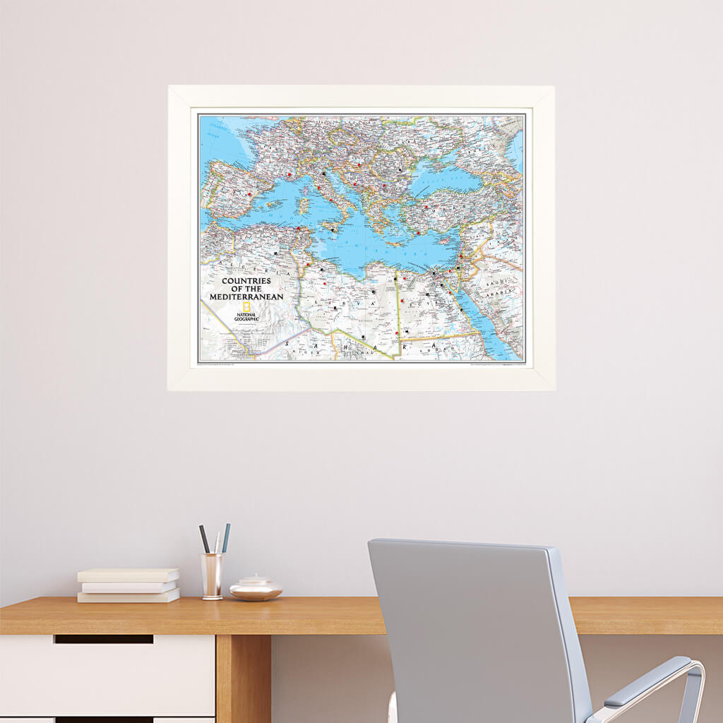 Canvas Classic Countries of the Mediterranean - Textured White Frame