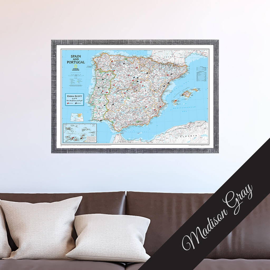 Canvas Classic Spain and Portugal - Madison Gray Premium Frame