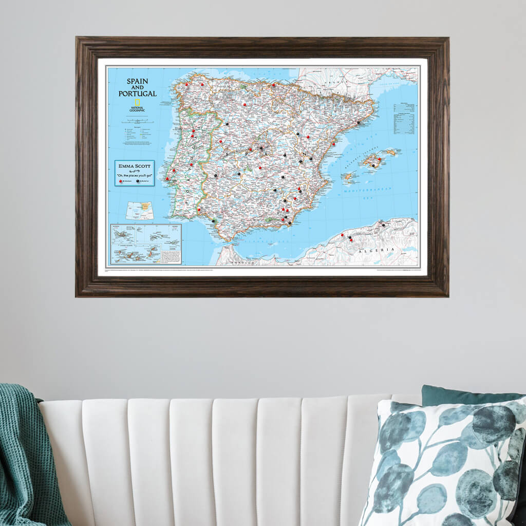Canvas Classic Spain and Portugal - Solid Wood Brown Frame