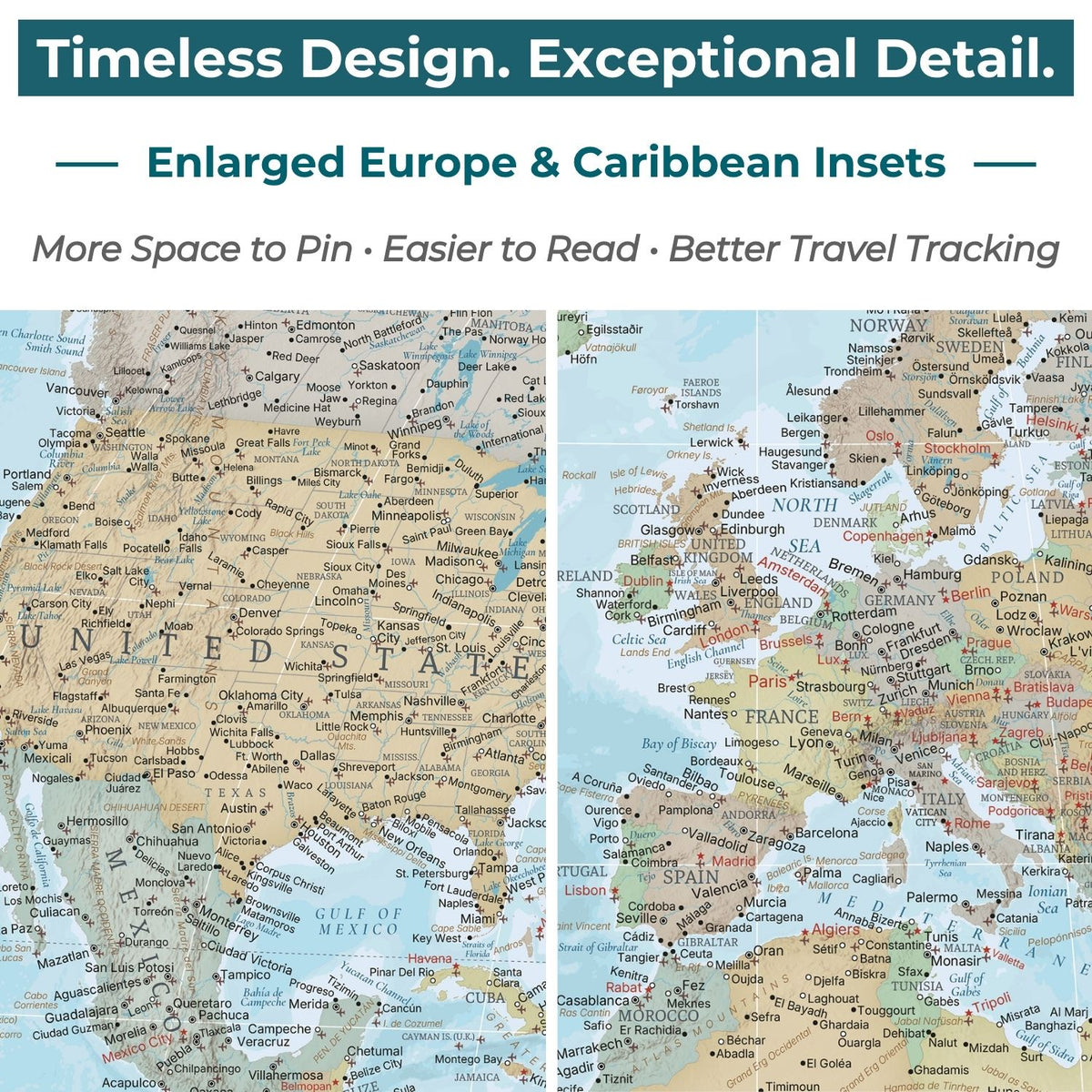 Canvas - Signature World Travel Map with pins