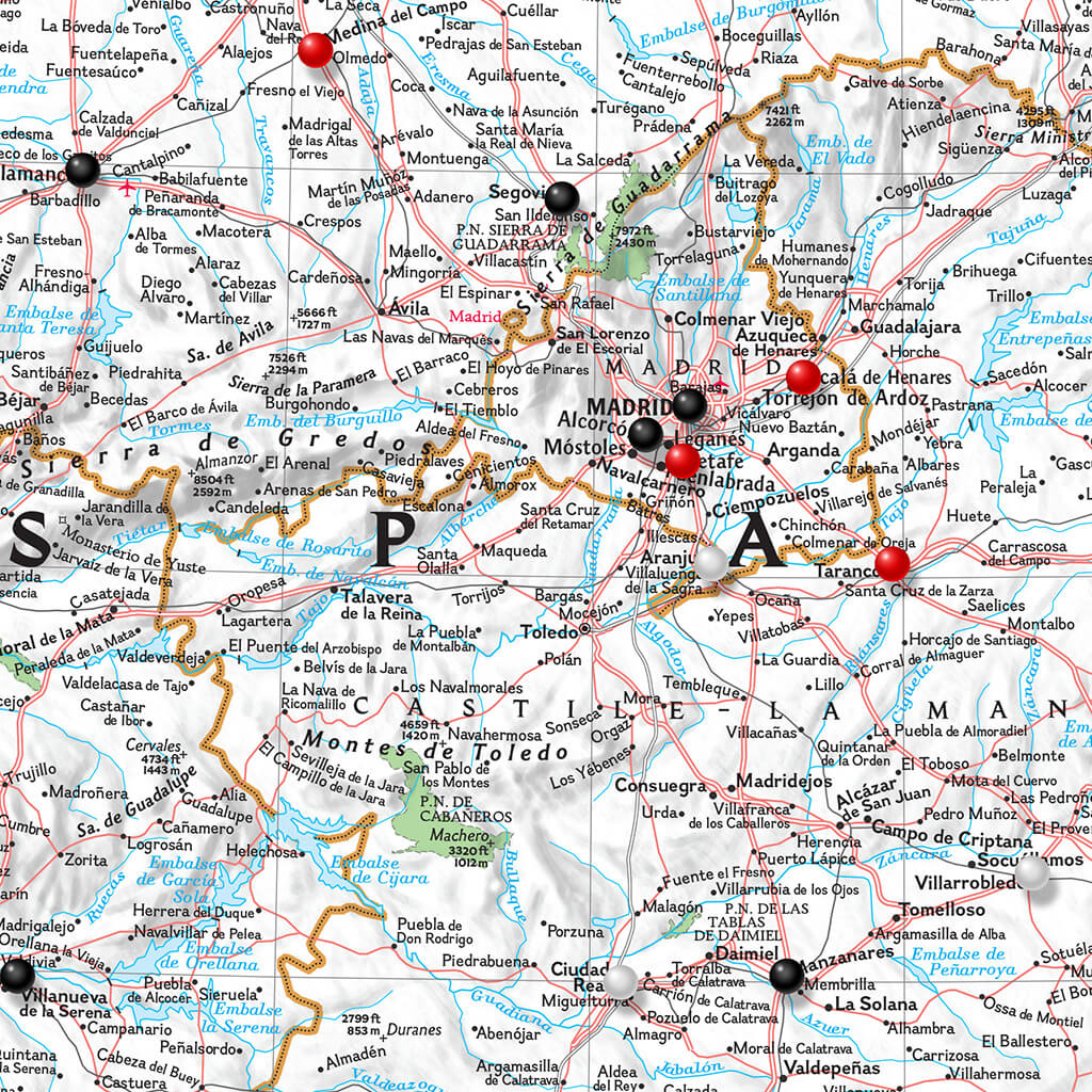 Canvas Classic Spain and Portugal Close Up 1