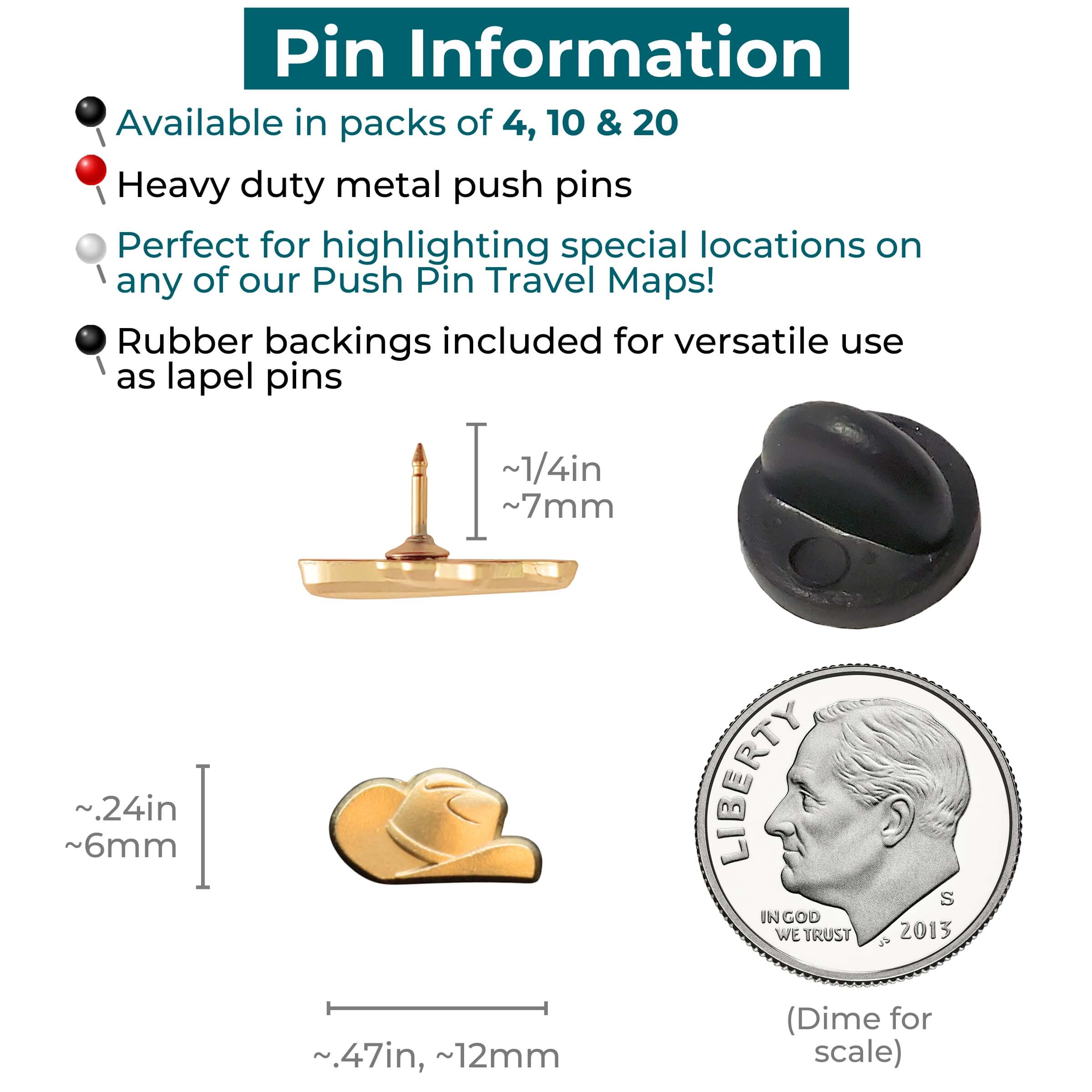 Cowboy Hat Push Pins Info