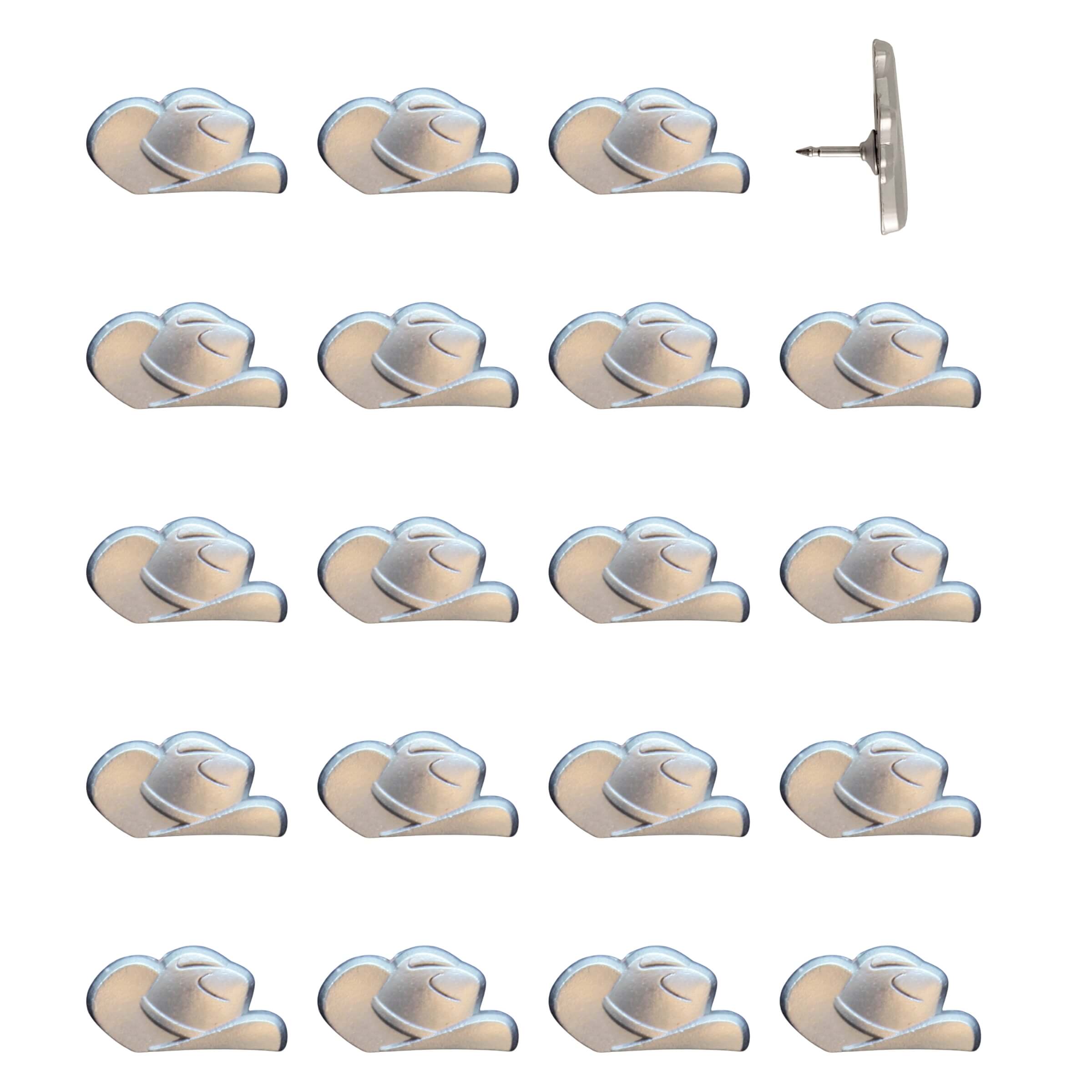 Cowboy Hat Push Pins Silver Pack of 20