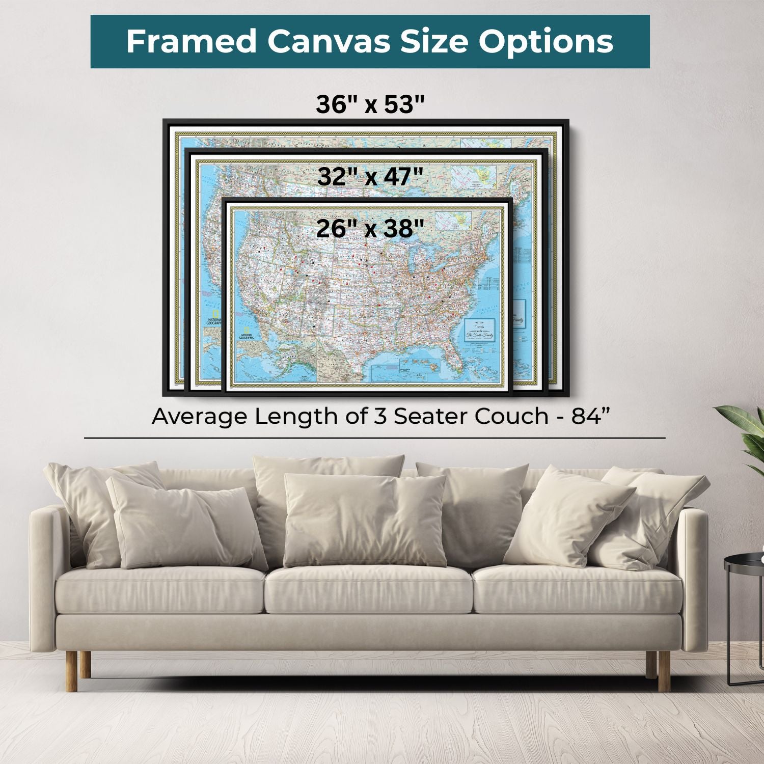 Canvas - Classic USA Travel Pin Map