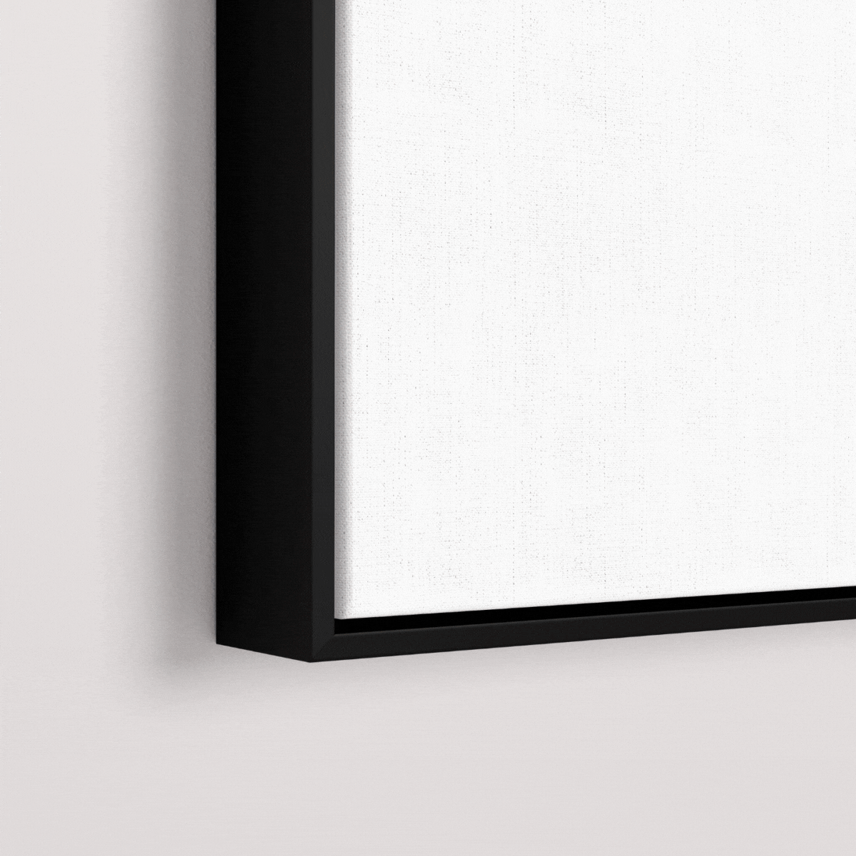 Close-up corner detail of black float frame surrounding white textured canvas pilot VFR USA map
