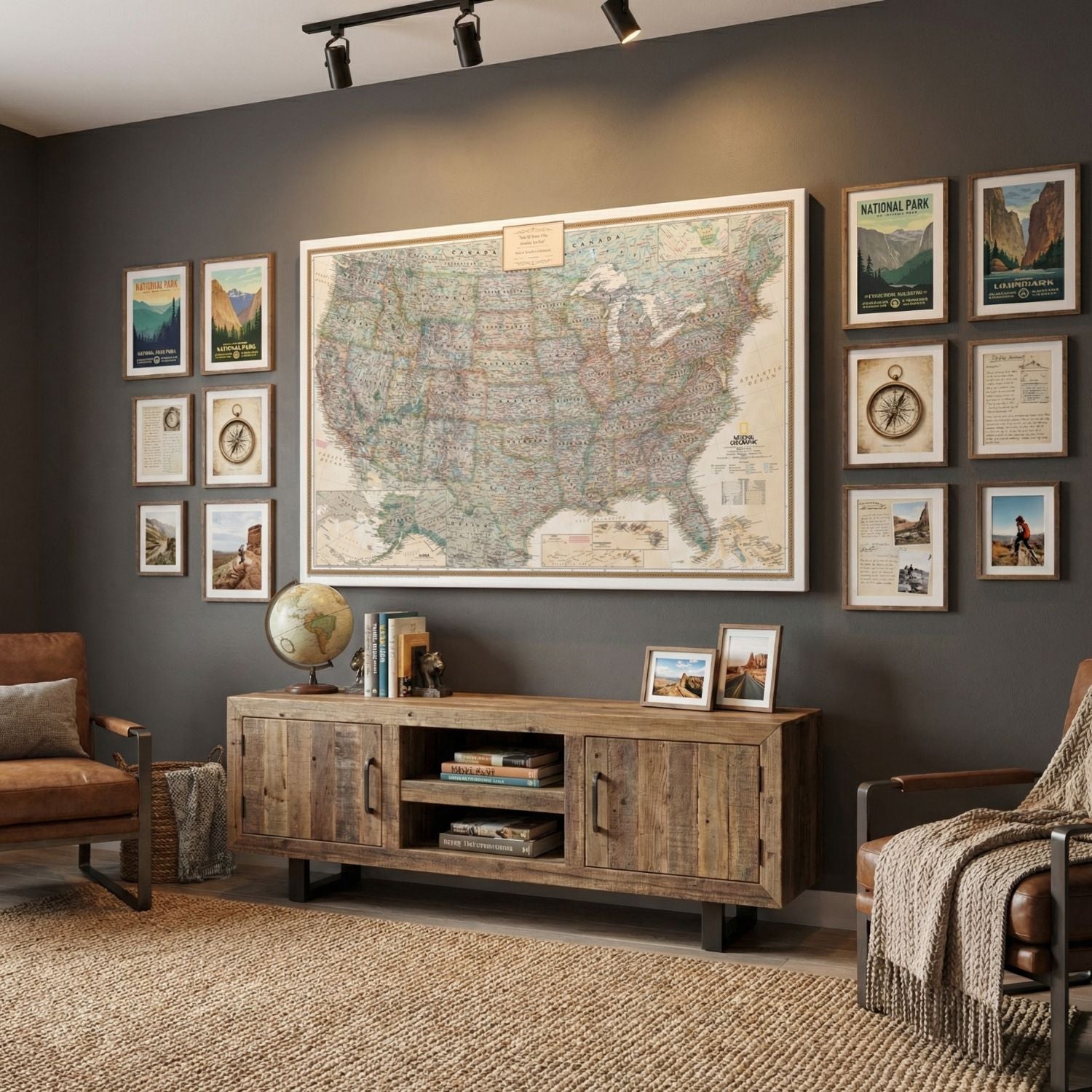 Gallery Wrapped - Executive USA Travel Map with pins