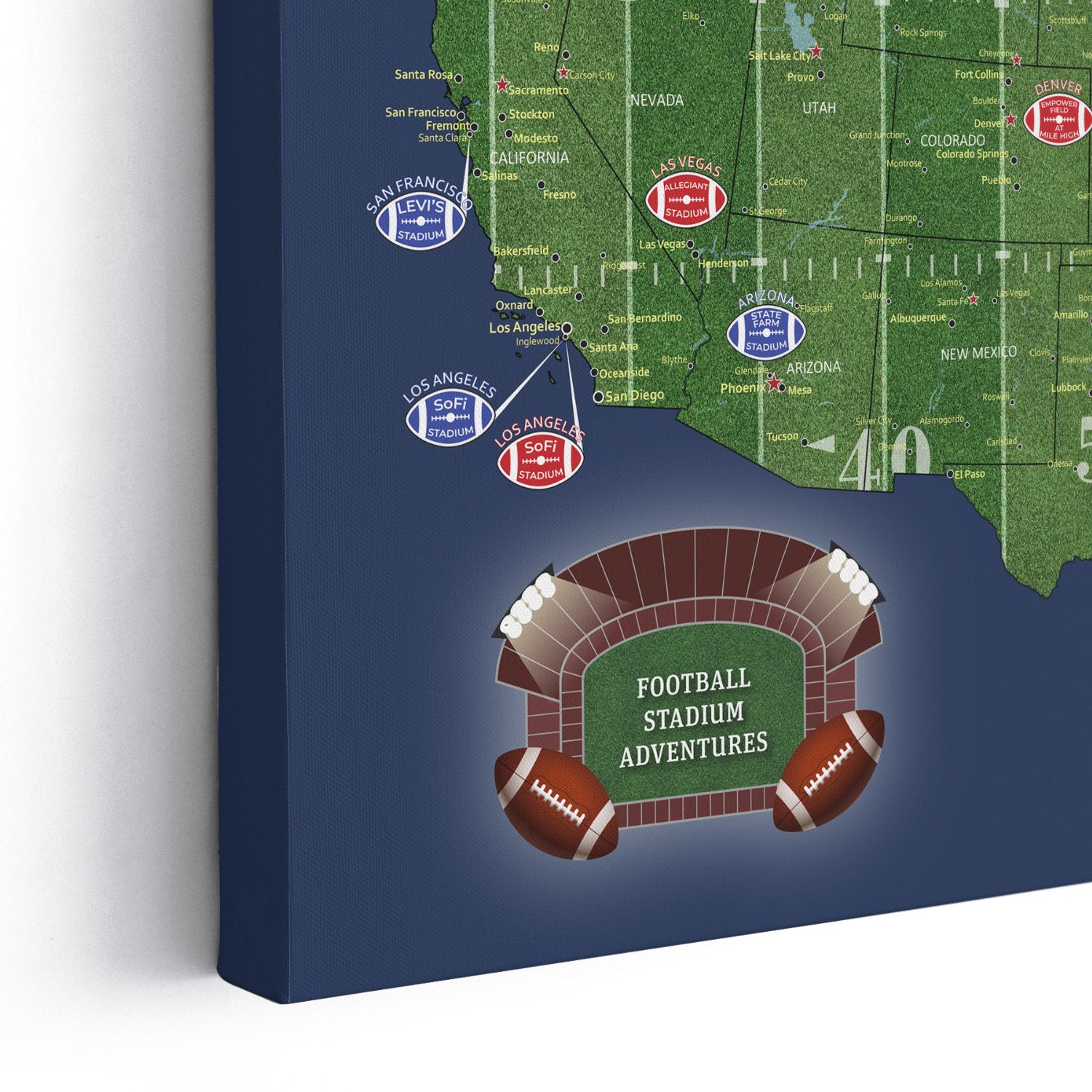 Gallery Wrapped - Football Stadium Map with Pins