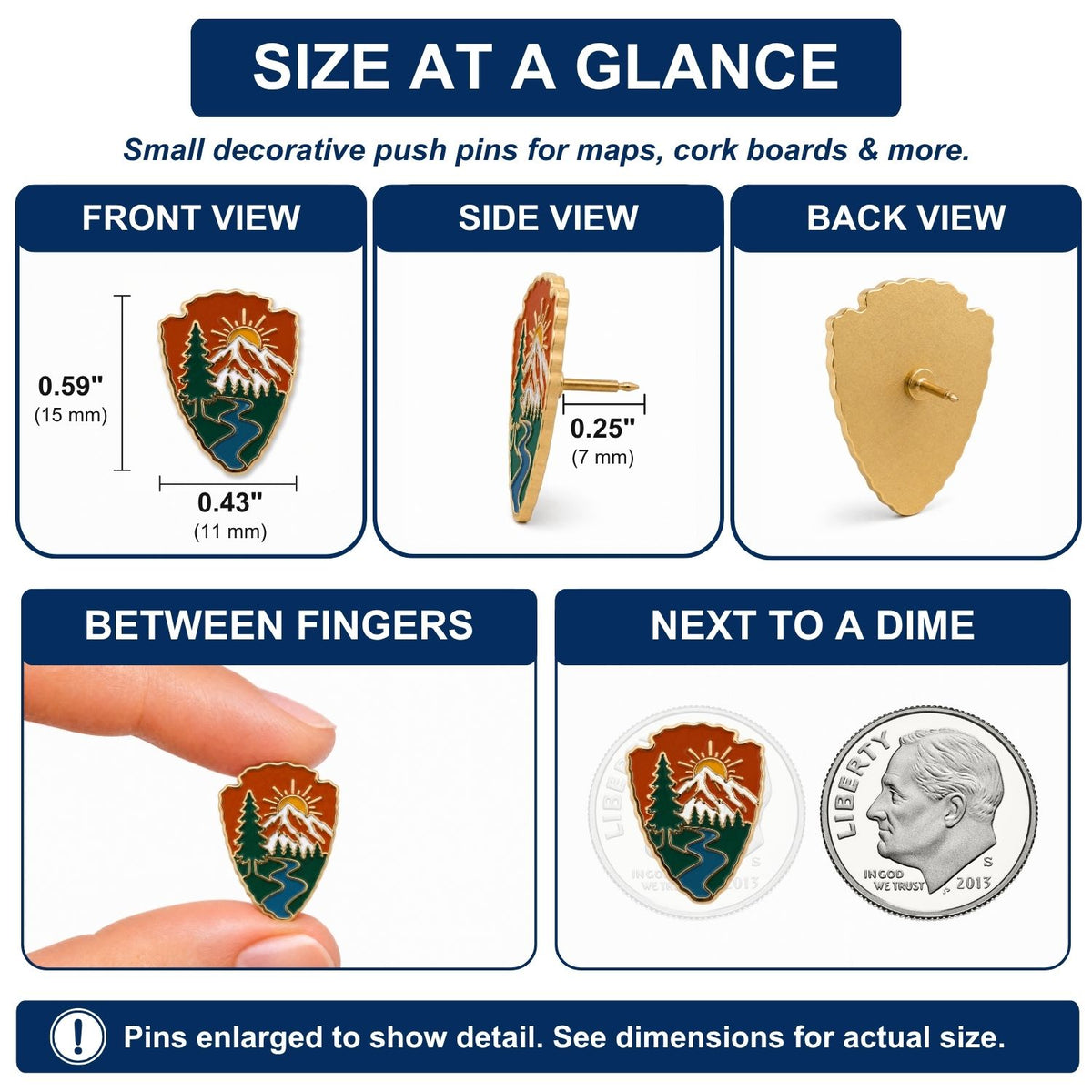 National Park Push Pins - Arrowhead Enamel Map & Lapel Pins