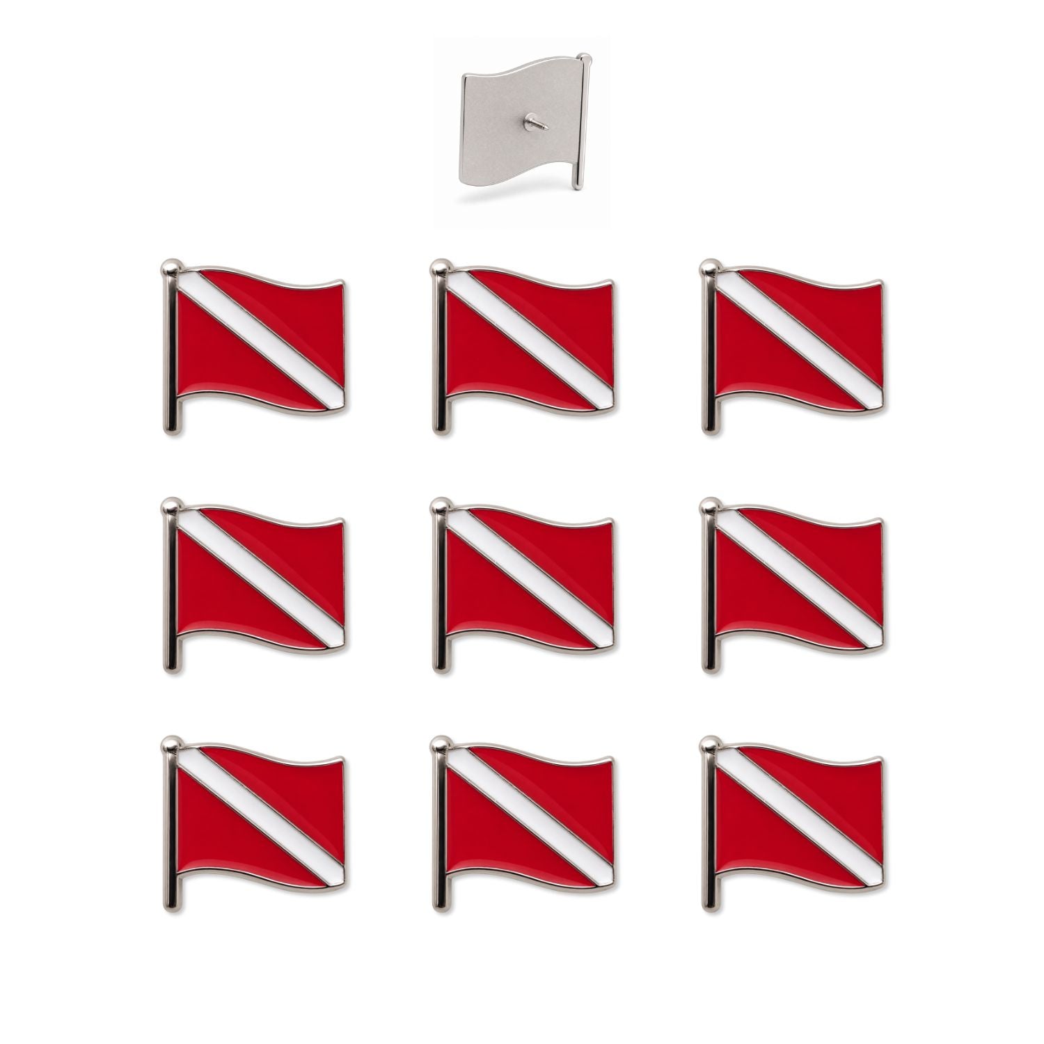 Scuba Diving Push Pins - Dive Flag Enamel Map & Lapel Pins