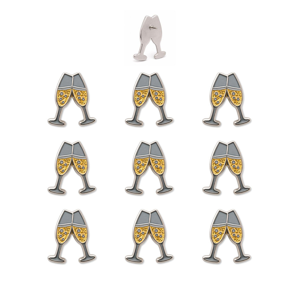 Champagne Push Pins - Celebration Enamel Map & Lapel Pins