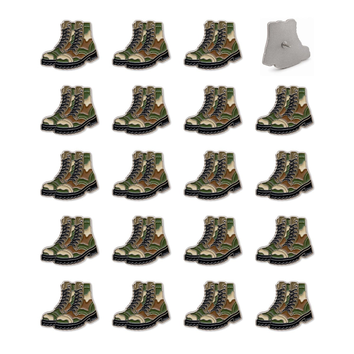 Military Push Pins - Camo Combat Boots Map & Lapel Pins