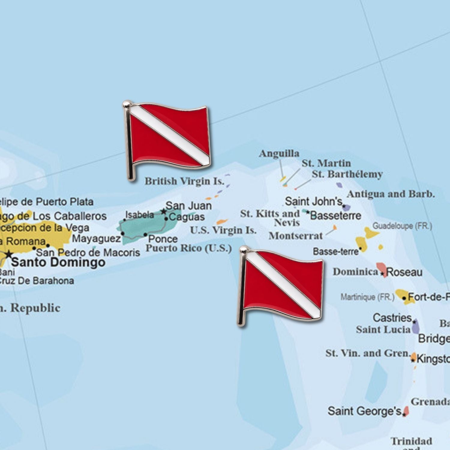 Scuba Diving Push Pins - Dive Flag Enamel Map & Lapel Pins
