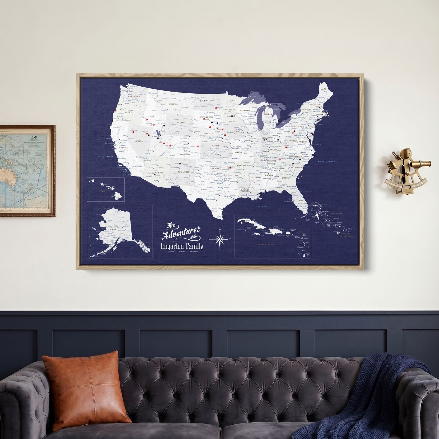 Canvas - Navy Explorers USA and Caribbean Travel Map