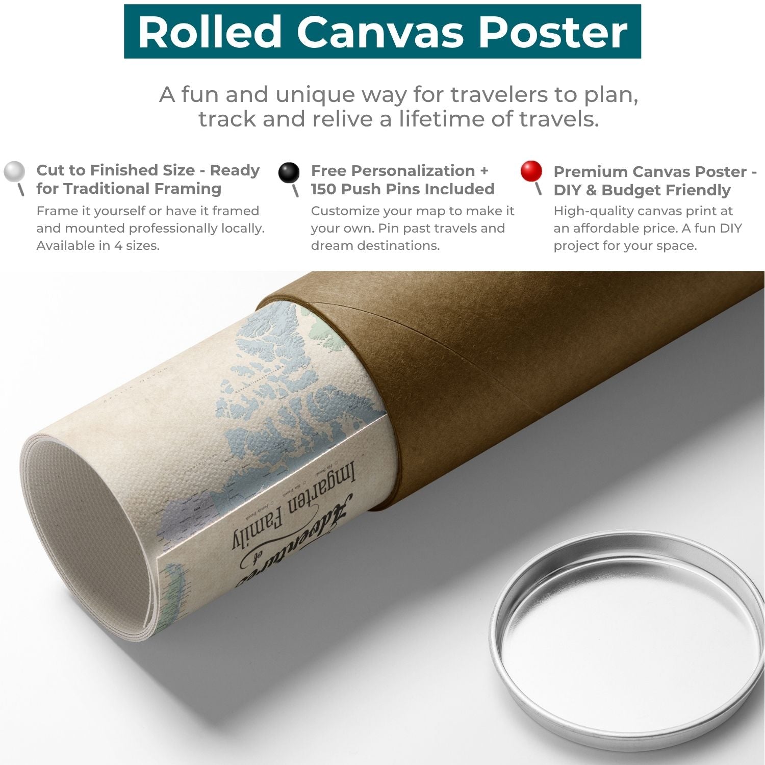 Sandy Dreams World map canvas poster infographic