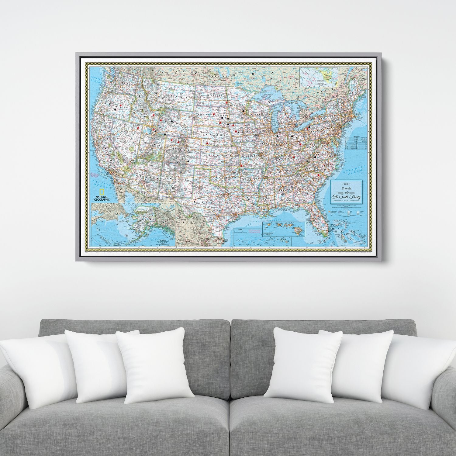 Canvas - Classic USA Travel Pin Map