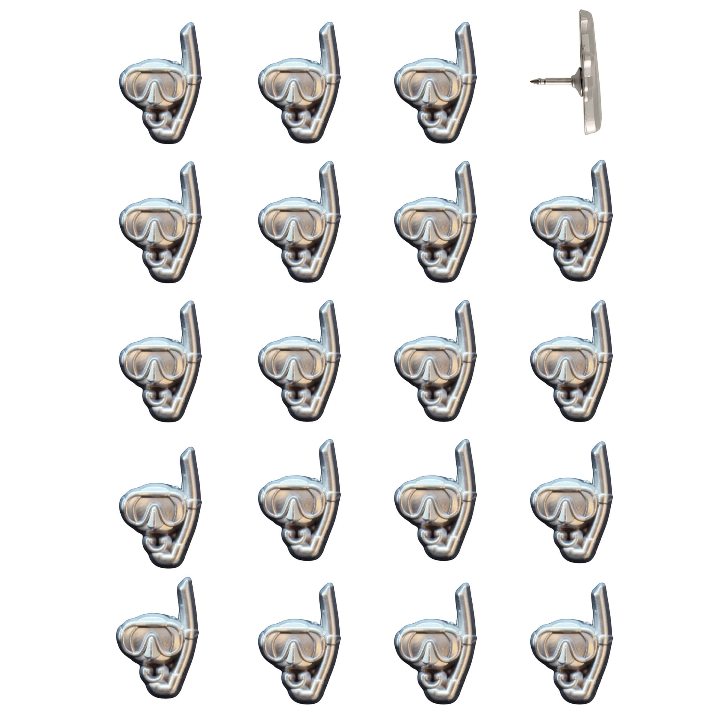 Snorkel Mask Push Pins Silver Pack of 20
