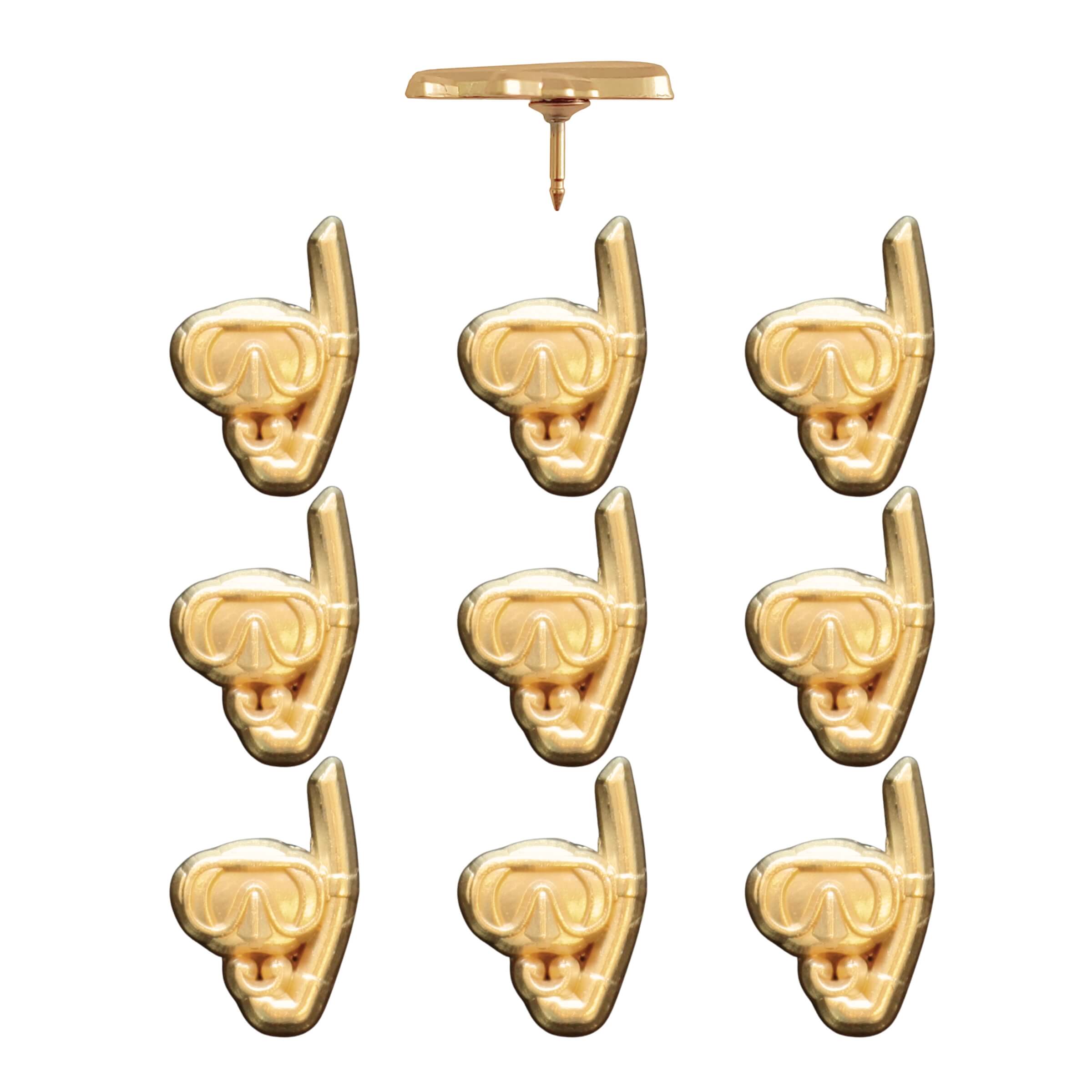 Snorkel Mask Push Pins Gold Pack of 10