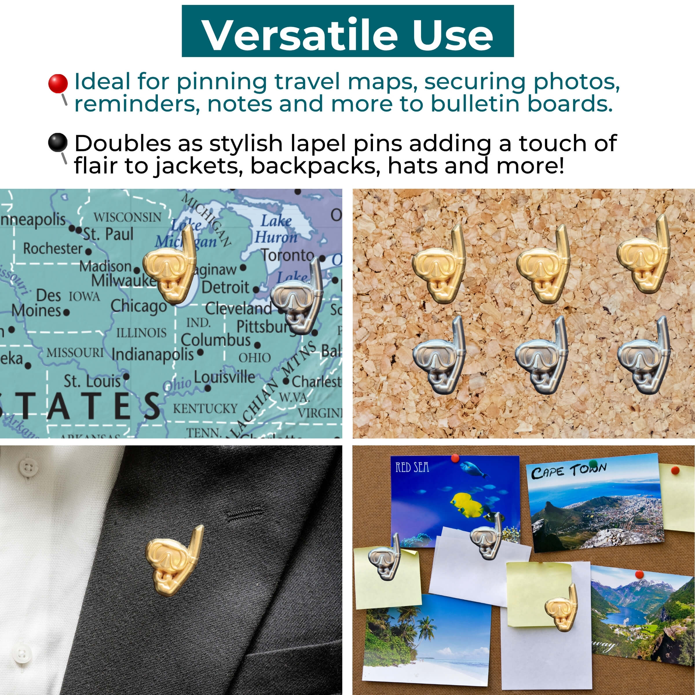 Snorkel Mask Push Pins Versatile Uses