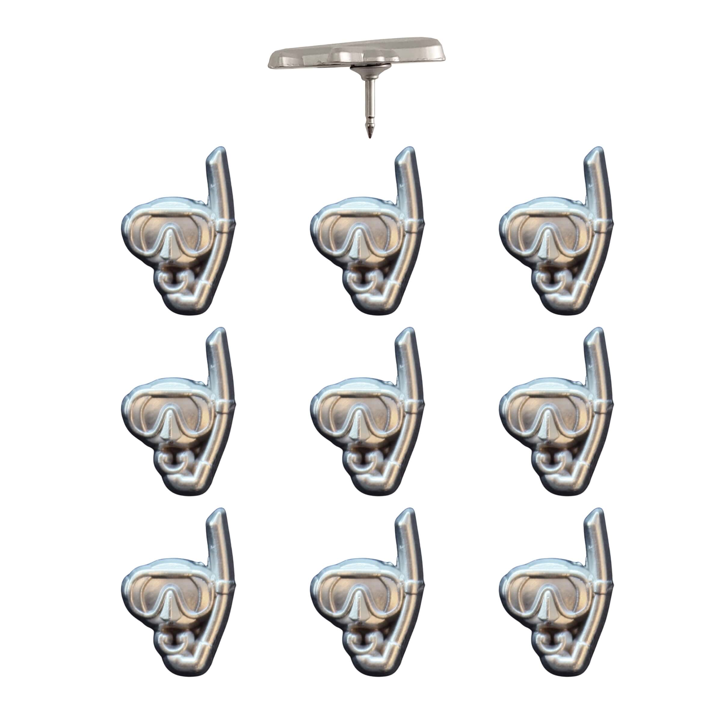 Snorkel Mask Push Pins Silver Pack of 10