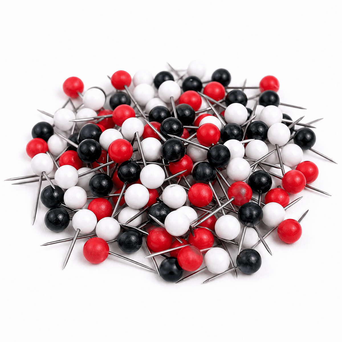 Map Pins in Black, Red, and White - Pack of 150