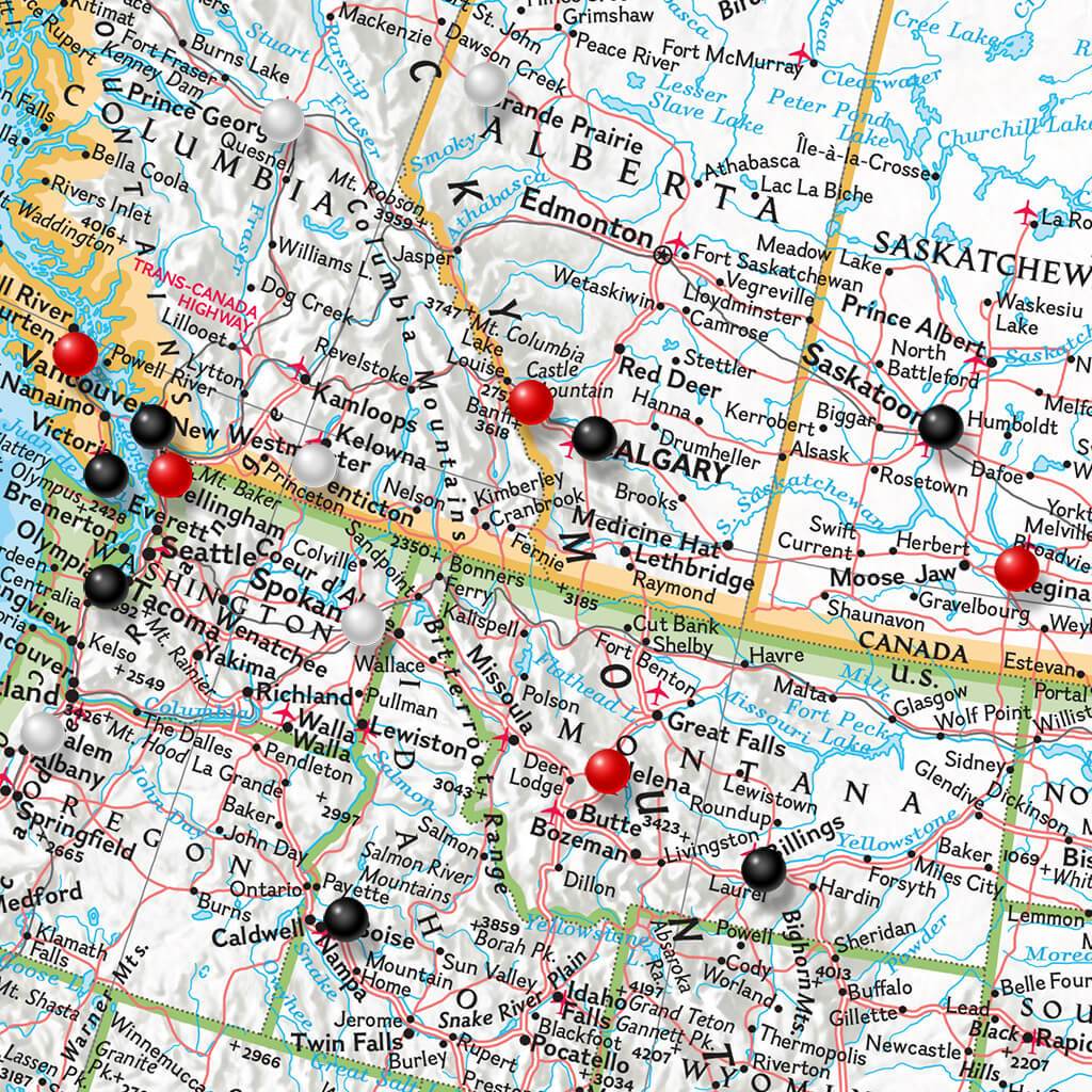 Closeup of North America Nat Geo Map