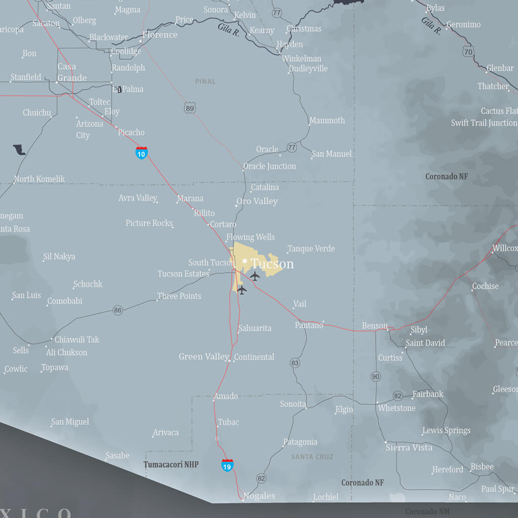 Arizona Slate Push Pin Wall Map Closeup