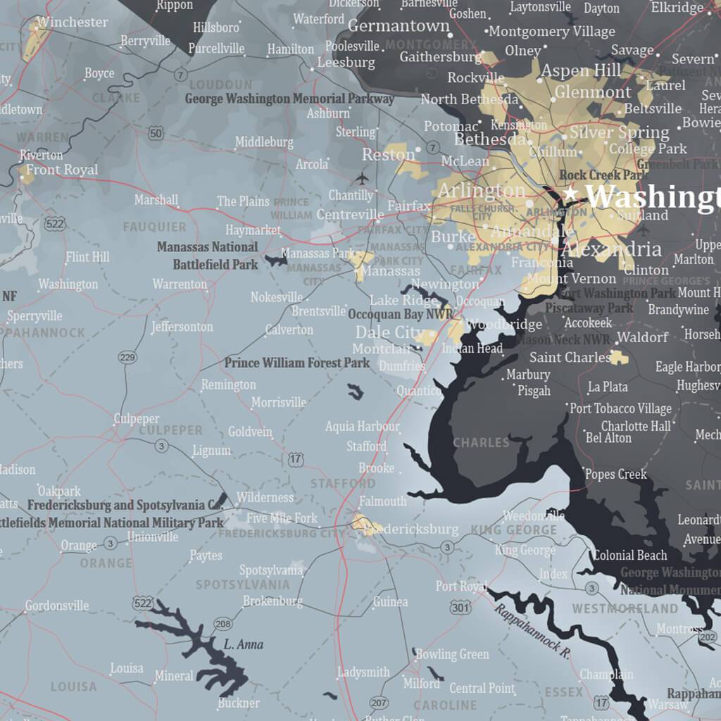 Closeup of VA Slate Map