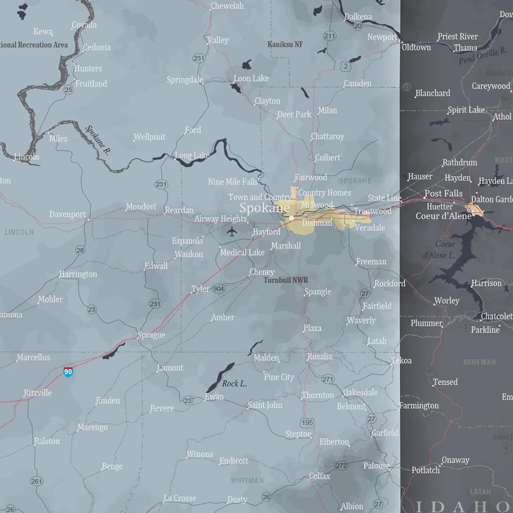 Push Pin Travel Maps Washington State Slate Map with Pins Closeup