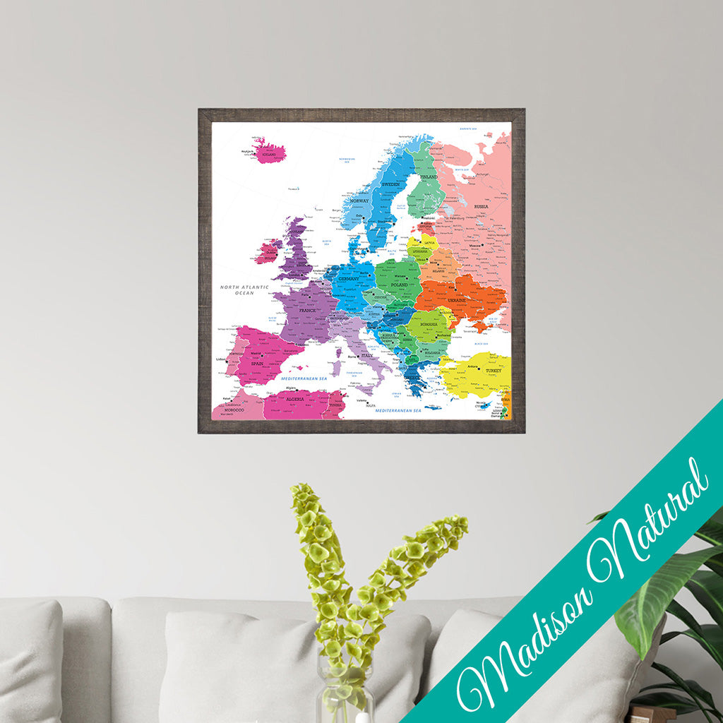 Canvas - Colorful Europe Travel Map with Pins - Square