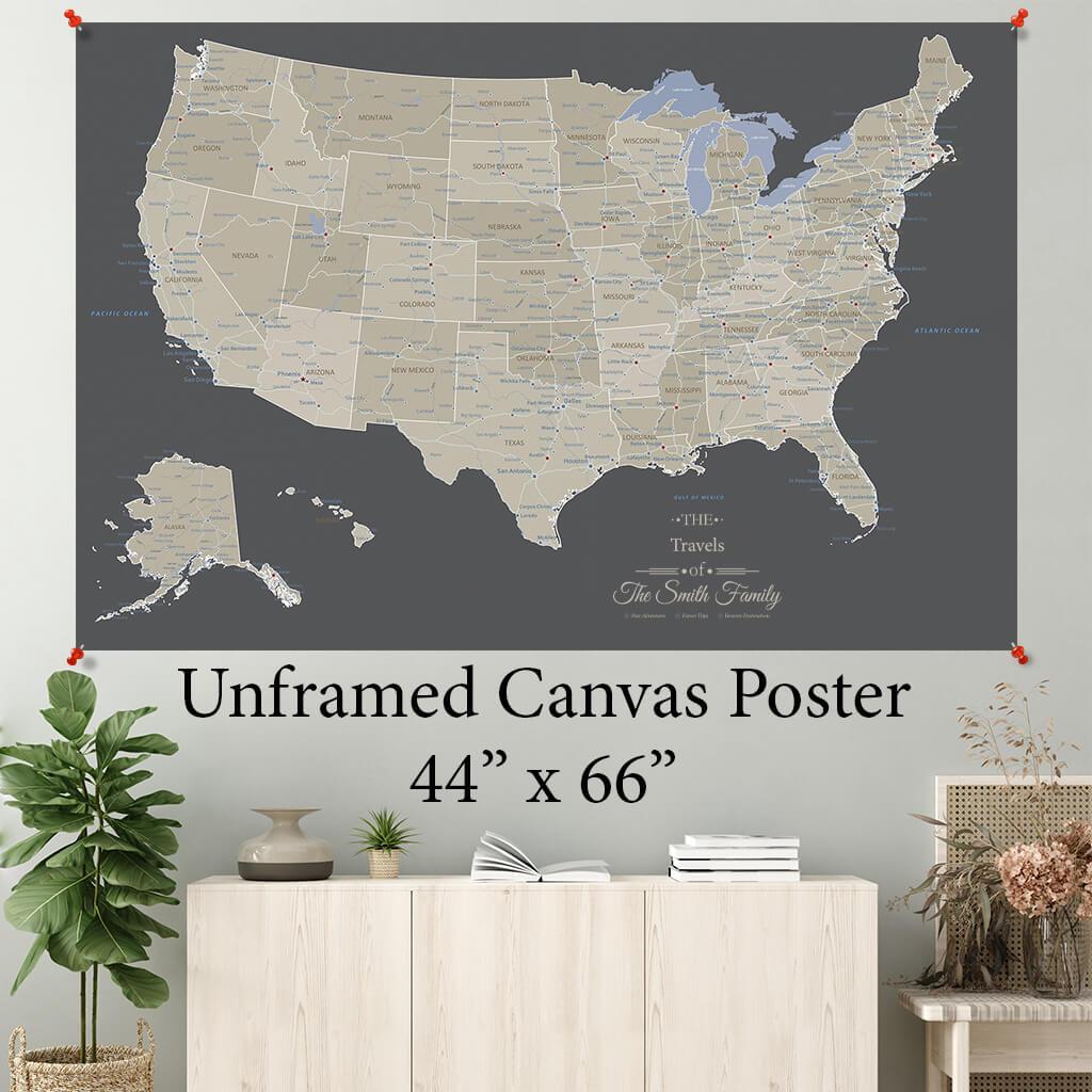 Earth Toned USA Canvas Poster 44 x 66
