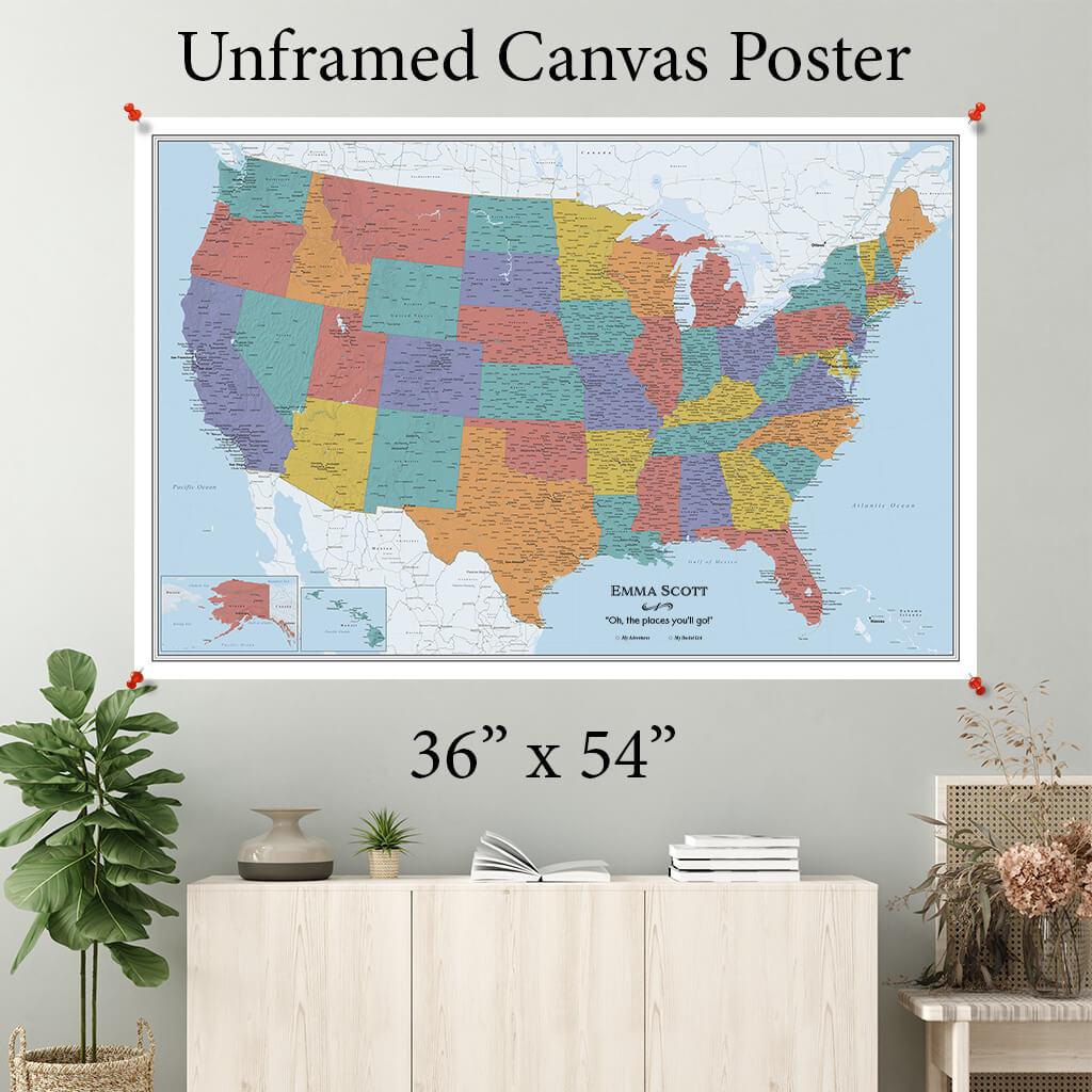 Blue Oceans USA Canvas Poster 36 x 54