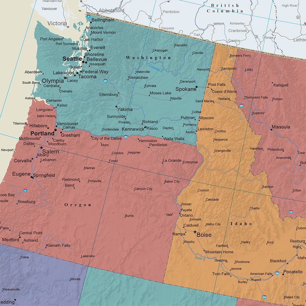 Closeup of Pacific Northwest