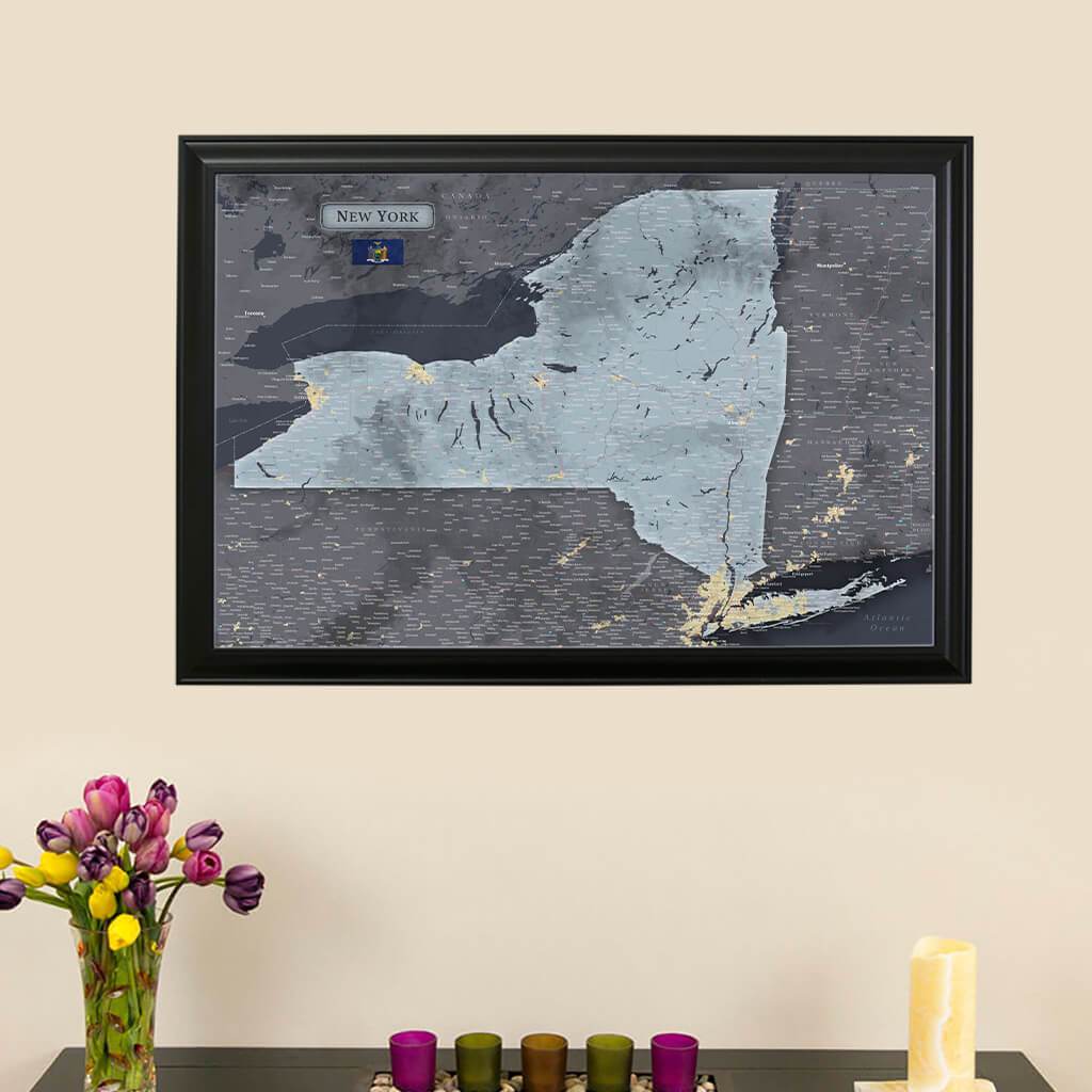 Push Pin Travel Maps New York Slate Travel Map with Pins Main Image
