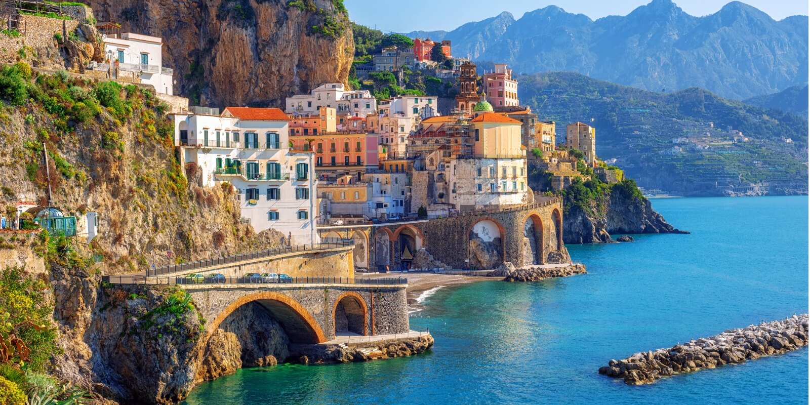 Atrani town on Amalfi coast, Sorrento, Italy 