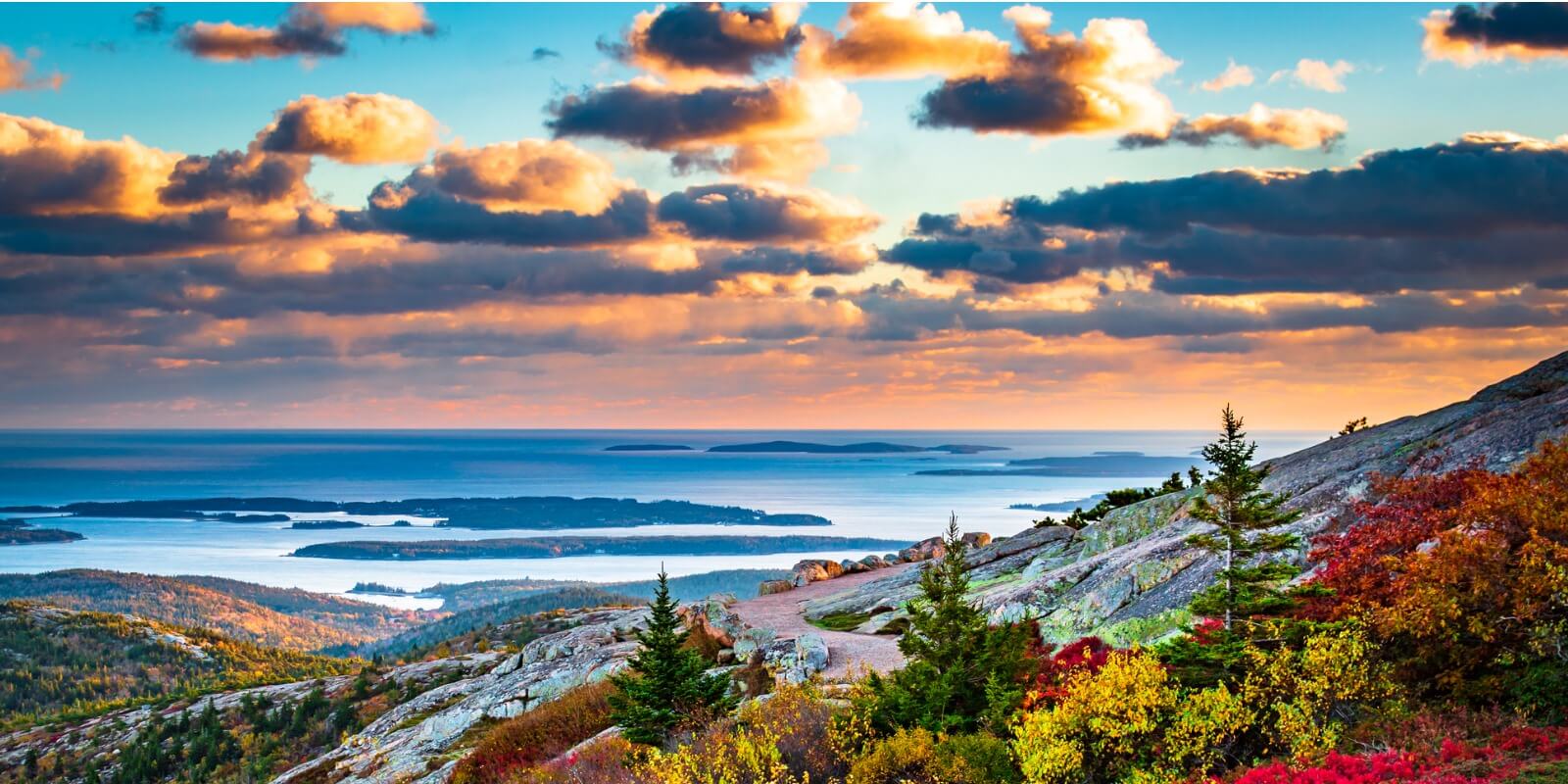 Cadillac Mountain in Acadia National Park in Maine 
