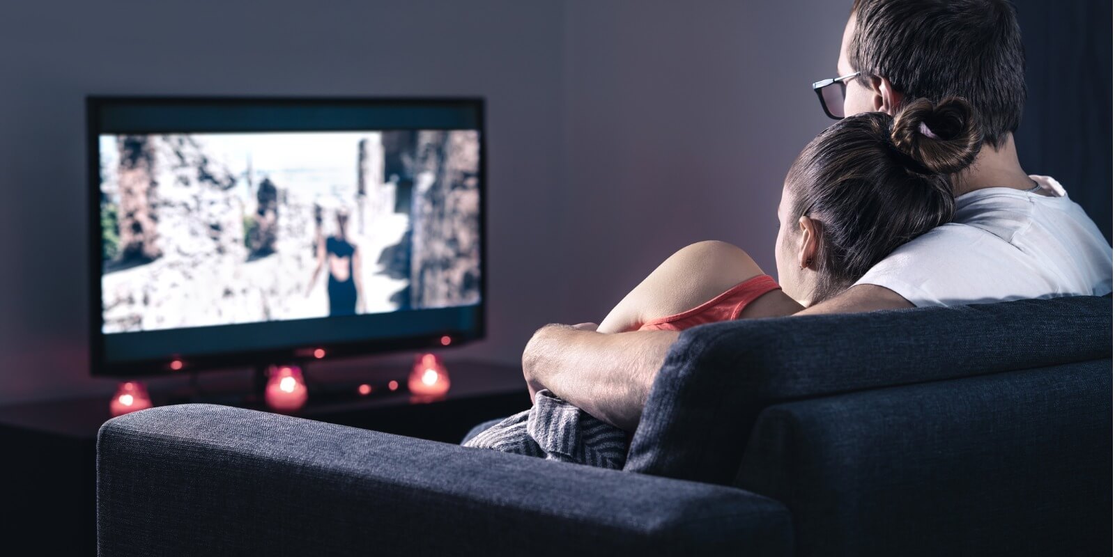 Couple Watching Film on Movie Night