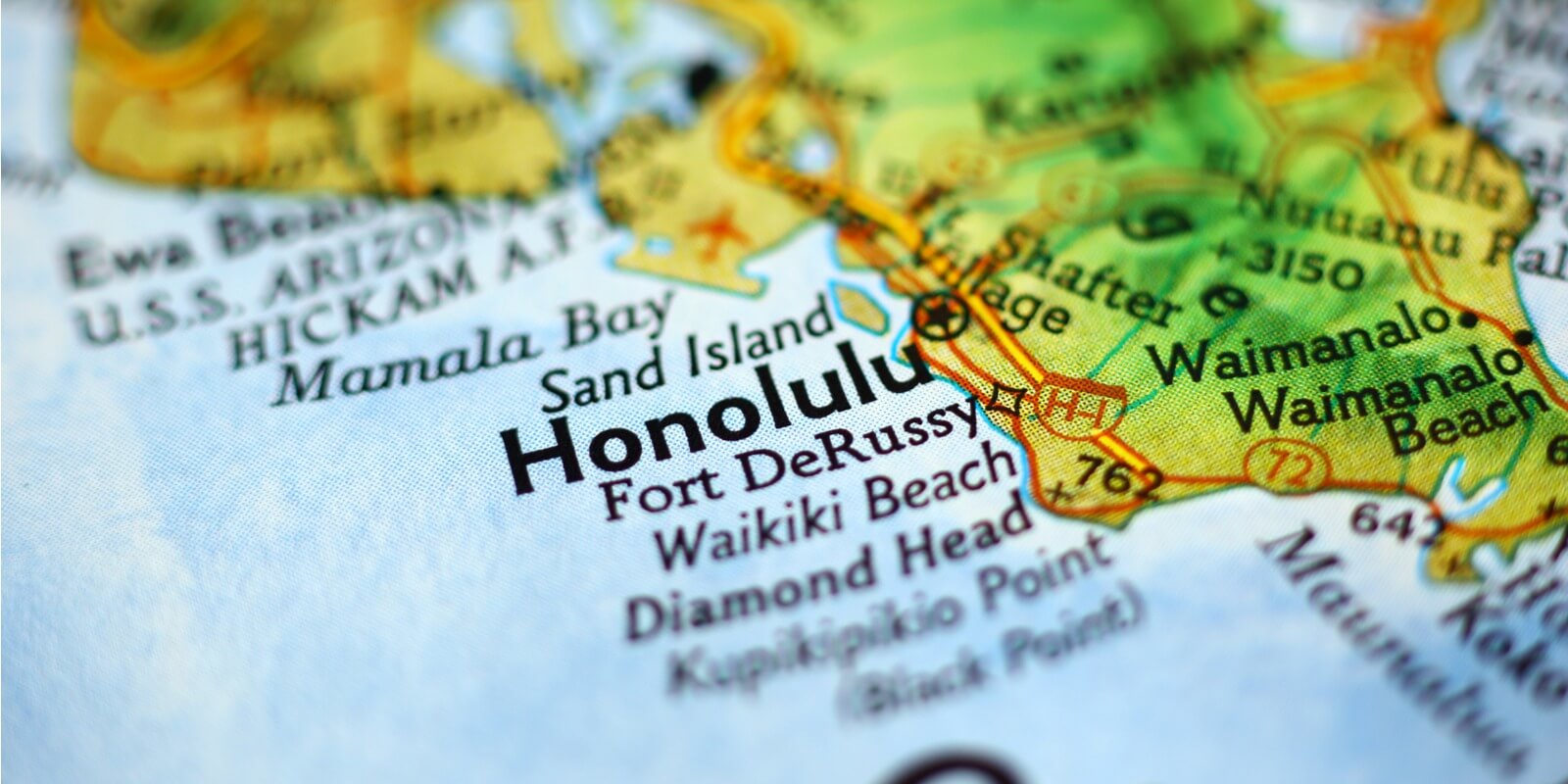 Honolulu Shown on a Map
