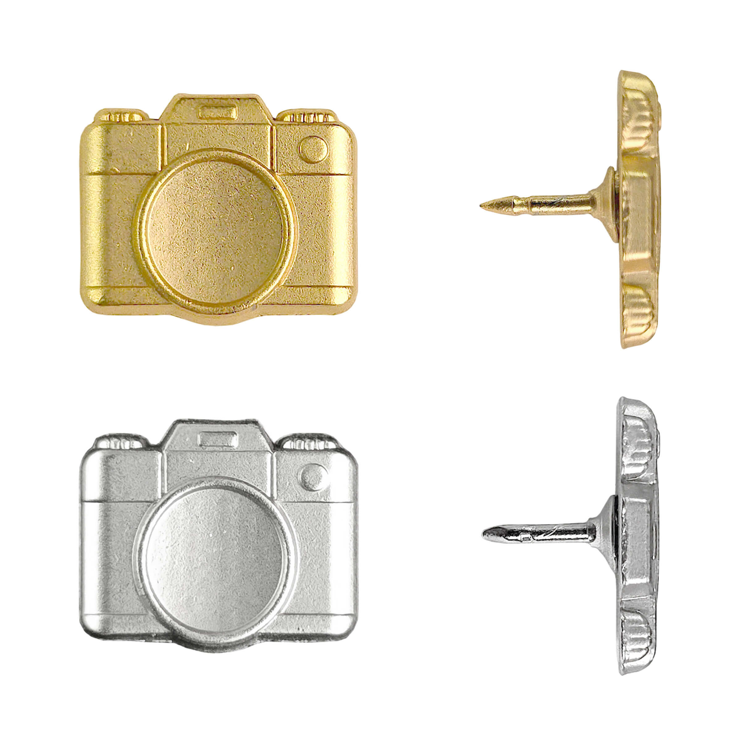 Camera Push Pins - Gold & Silver Metal Camera Pins