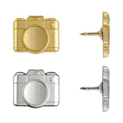 Camera Push Pins - Gold & Silver Metal Camera Pins