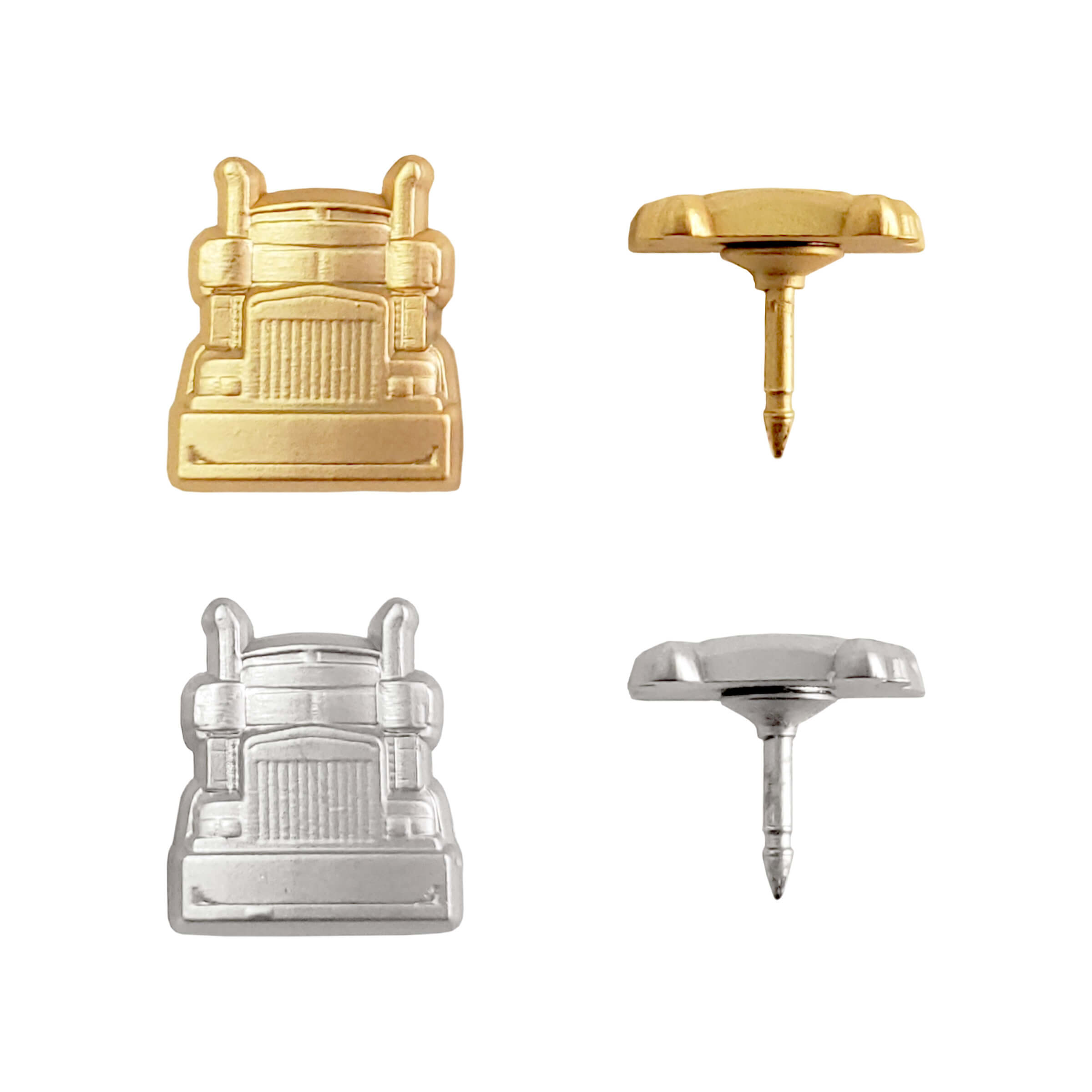 Semi-Truck Push Pins - Gold & Silver Metal Semi-Truck Pins